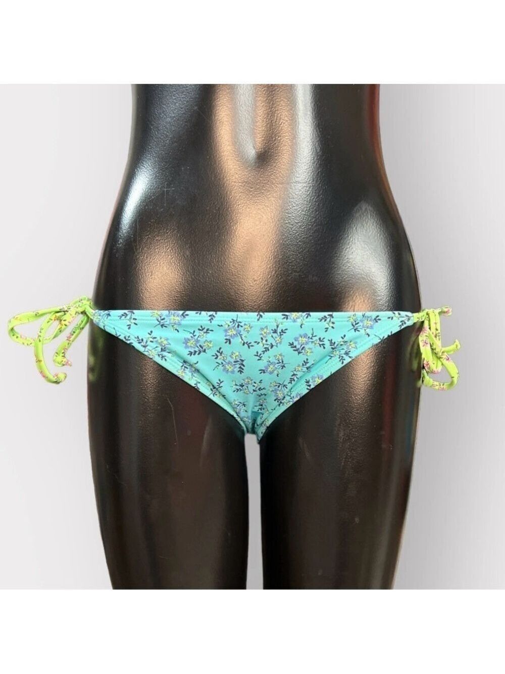 P137 NOBO NEW String Bikini Swim Bottoms Medium Blue Floral Coquette Auction